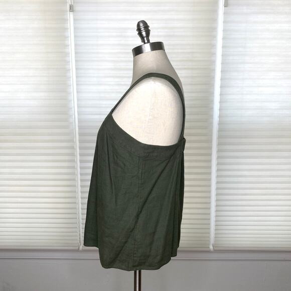 J.Crew olive green linen tank top, sleeveless top with buttons, NWT, size M - Picture 5 of 7